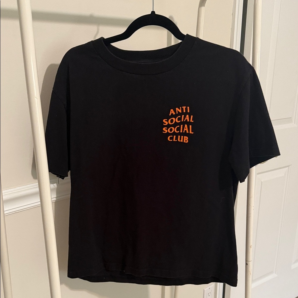 Anti Social Social Club Black Tee with Orange Chest Logo